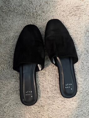 a new day Black Suede Mule Slides